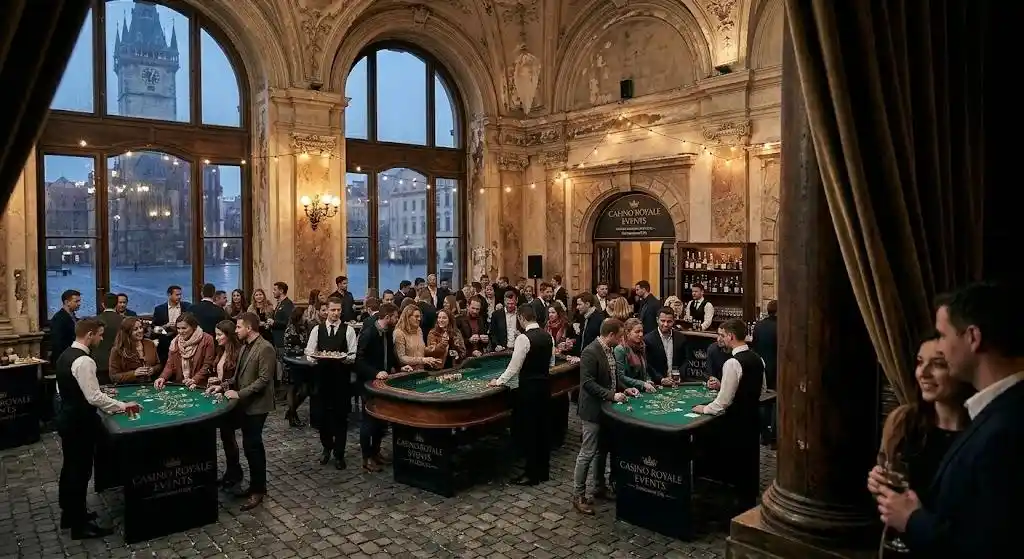 Ekskluzywne miejsce offline przeznaczone do organizacji imprez, oferujące płatne rezerwacje na sesje gier hazardowych (ruletka, poker, blackjack) wyłącznie w celach rozrywkowych