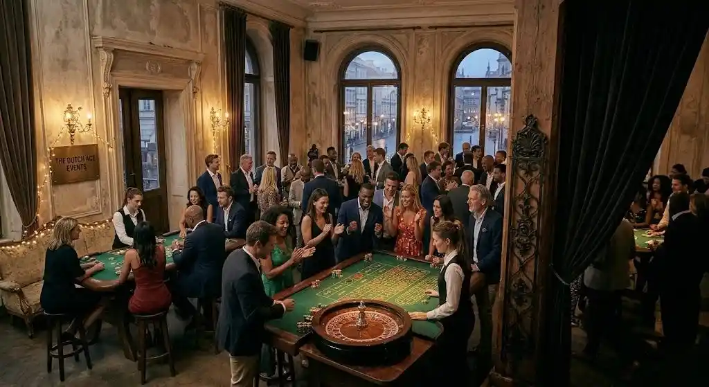 Ekskluzywne miejsce offline przeznaczone do organizacji imprez, oferujące płatne rezerwacje na sesje gier hazardowych (ruletka, poker, blackjack) wyłącznie w celach rozrywkowych